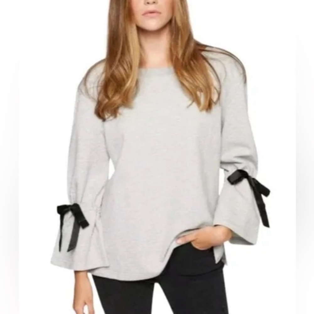 Sanctuary gray sweater black tie sleeve size S